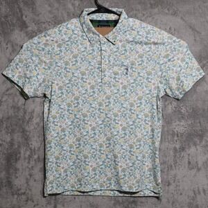 William Murray Polo Shirt Mens Small Green Cocktail Tropical Golf Print Stretch
